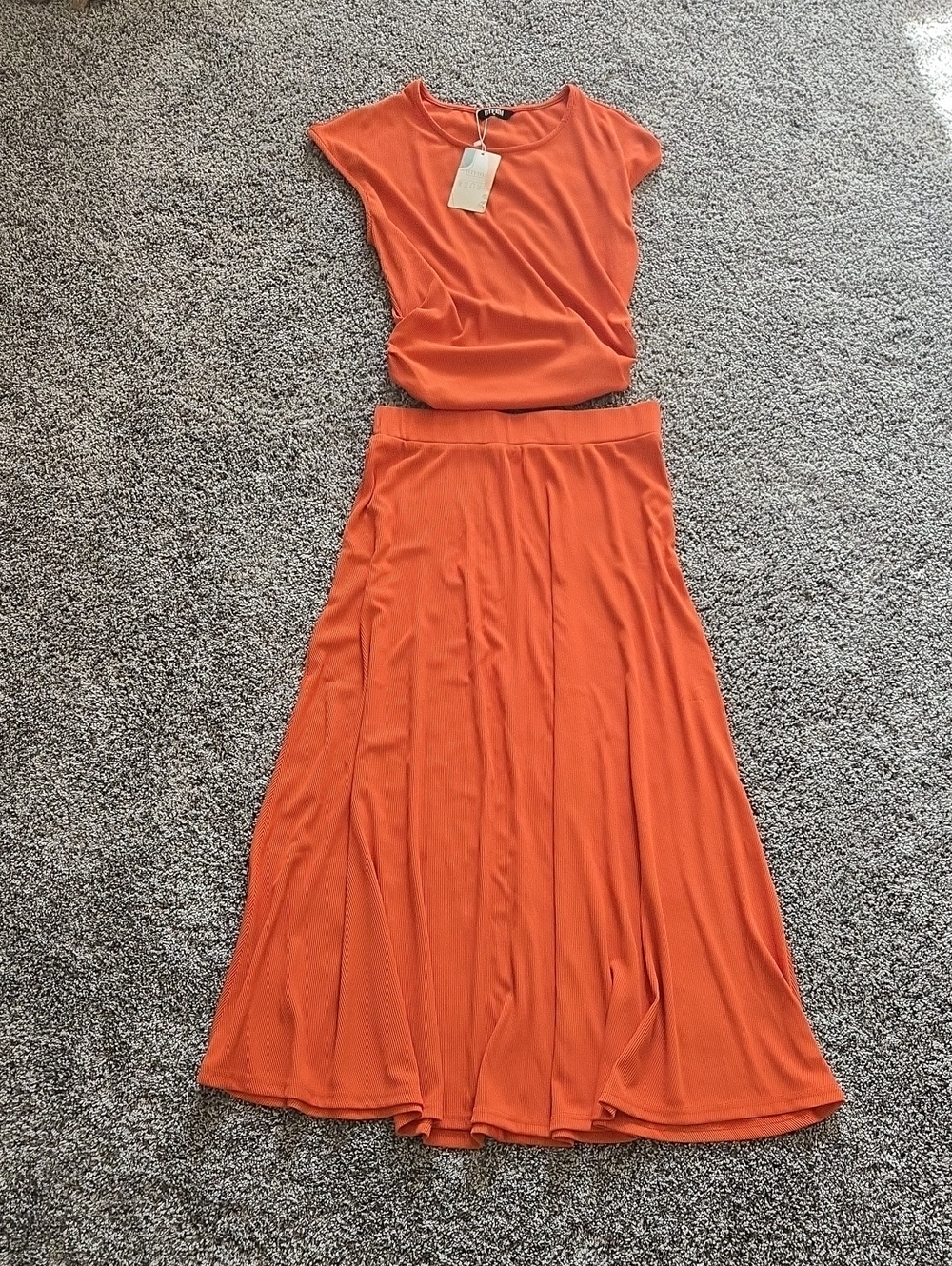 Orange Women’s Maxi Skirt Set- Lightweight Flowy A-Line